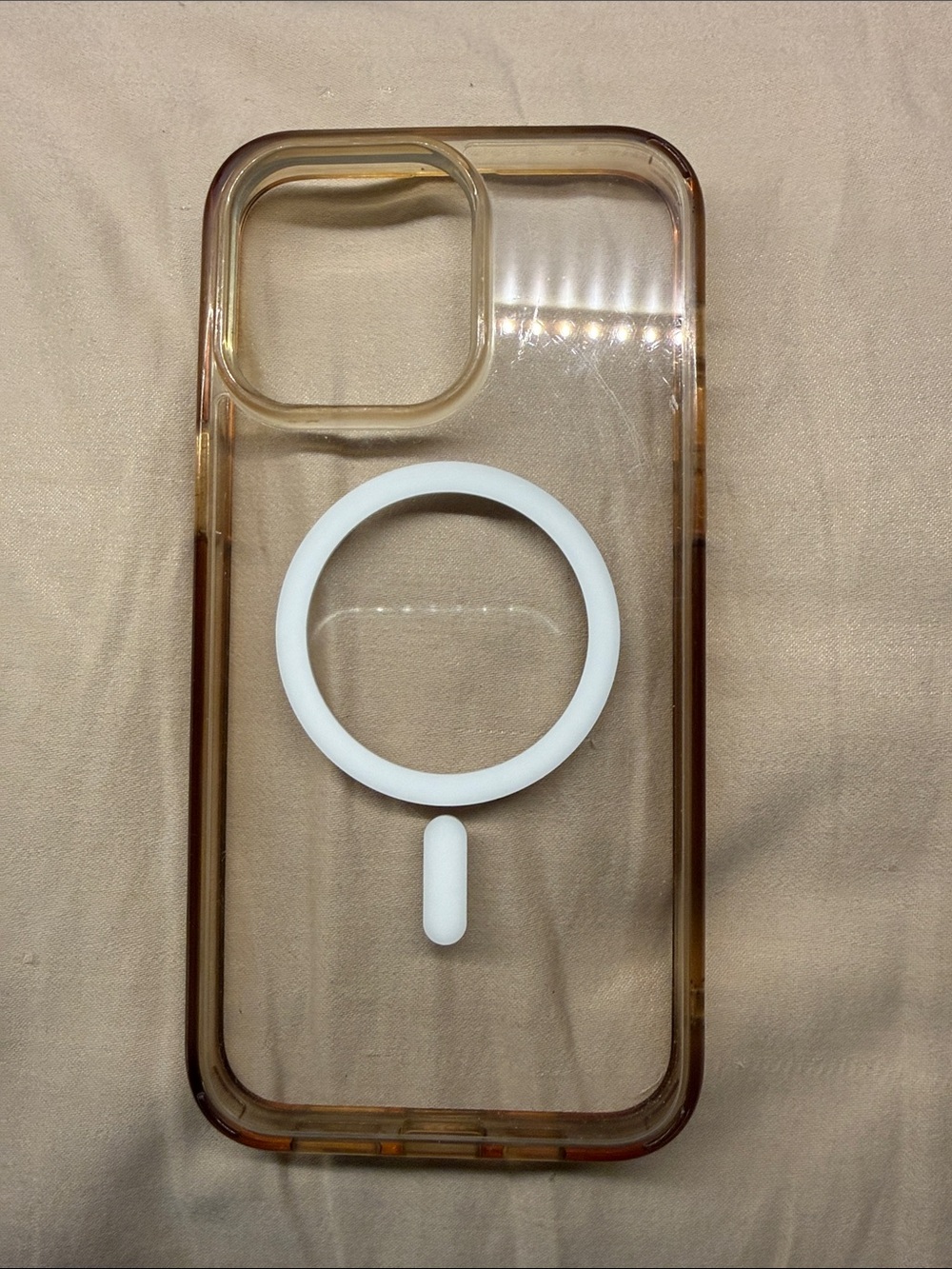 Clear Brown iPhone 14 Pro Max Magnetic Case with White MagSafe Ring